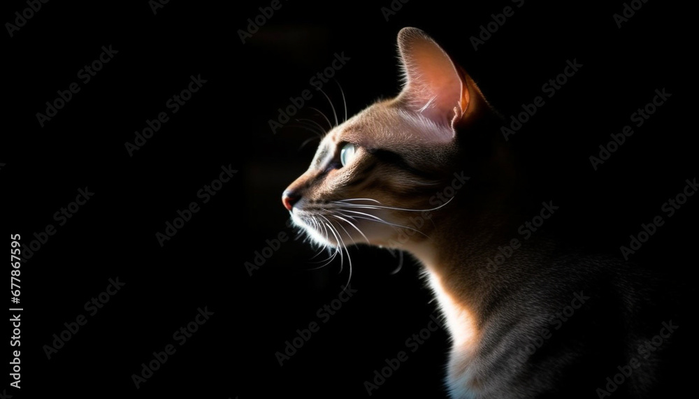 Softness and beauty in a cute, playful shorthair kitten portrait generated by AI