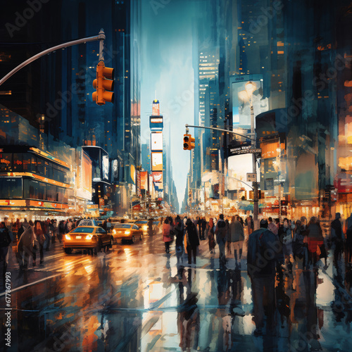 Blurred and Unrecognizable Crowd in a Busy Urban Street Scene, Capturing the Hustle and Bustle of City Life