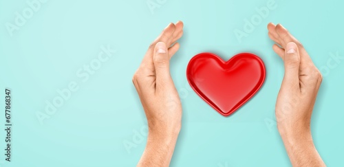 Hand hold red heart shape