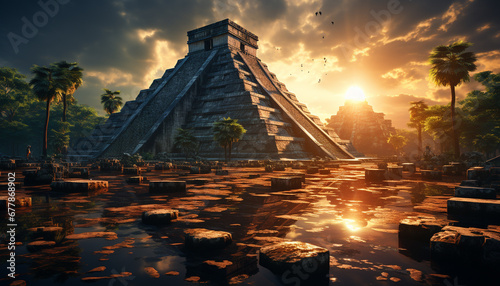 Ancient ruins of Chichen Itza, a famous pyramid of spirituality generated by AI