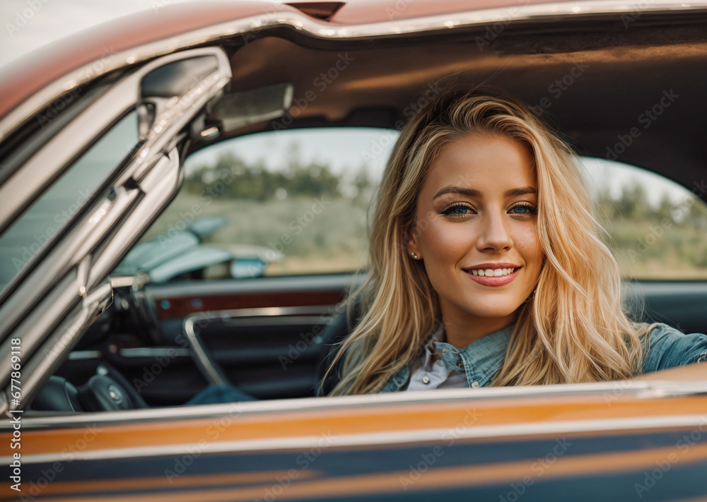 Portrait of a beautiful girl in a car Portrait of a beautiful girl in a car