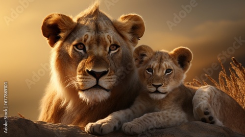 lion and lioness in zoo