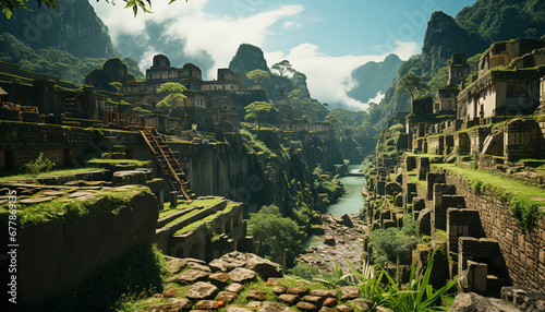 Ancient ruins reveal spirituality in East Asian culture natural beauty generated by AI