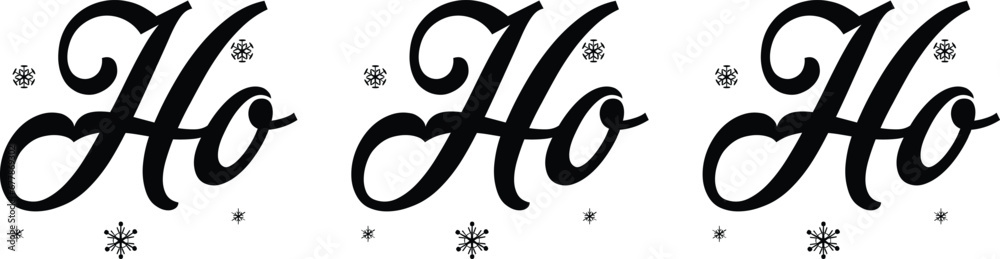 Ho Ho Ho Christmas black sign with snowflakes.  - obrazy, fototapety, plakaty 
