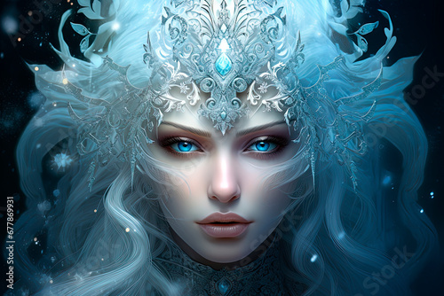 The Snow Queen. White elf. Generative AI