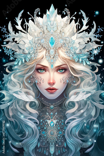 The Snow Queen. White elf. Generative AI