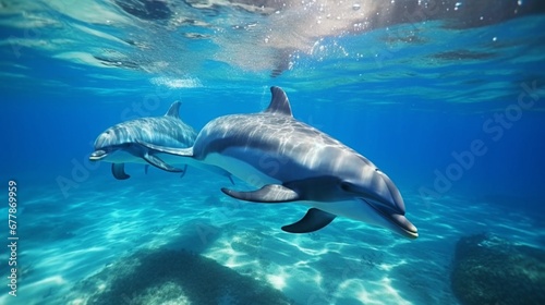 clip of dolphins swimming in the ocean under the water © SAJAWAL JUTT