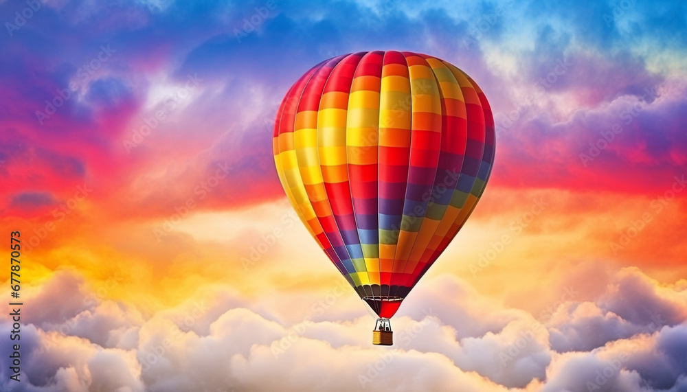 Naklejka premium Summer adventure Hot air balloon levitates mid air over mountain landscape generated by AI