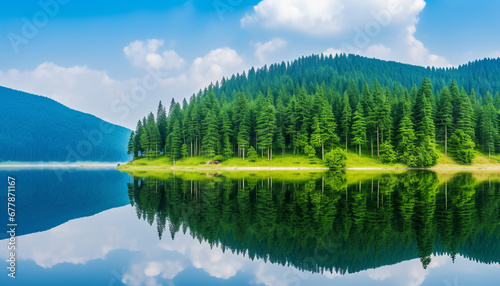 Majestic mountain range reflects in tranquil pond, nature beauty captured generated by AI
