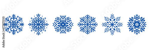 Set blue snowflake icons collection isolated on white background. Set of Snowflakes. Line icons set. Christmas and New Year icon collection