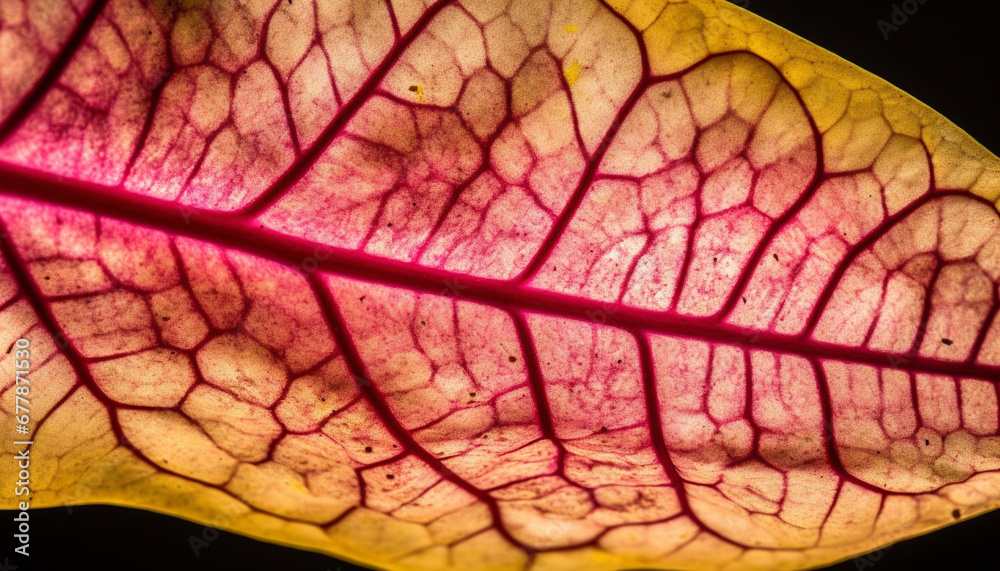 Fototapeta premium Vibrant leaf veins showcase nature beauty in close up macro pattern generated by AI