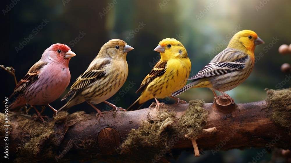 Colorful Quartet: Finches in Harmony