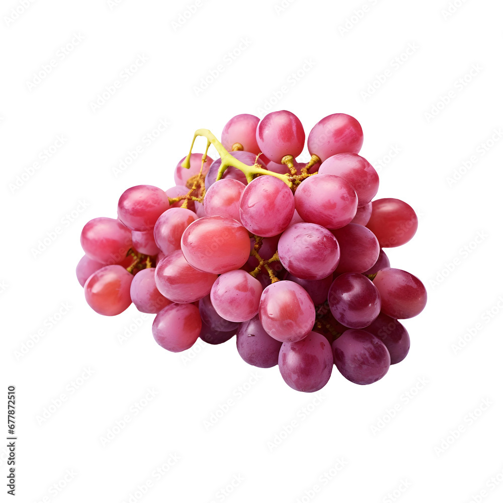 Red grapes bunch isolated on transparent background, AI