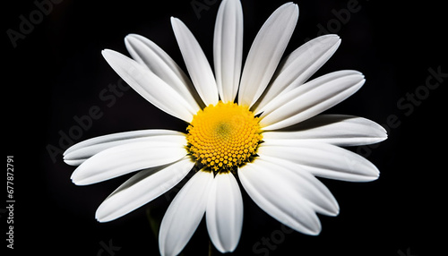 Yellow chamomile blossom in formal garden  on black background generated by AI