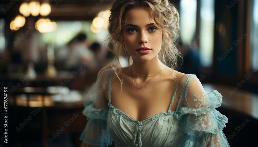 Young adult woman, beauty, elegance, fashion, portrait generated by AI Young adult woman, beauty, elegance, fashion, portrait generated by AI