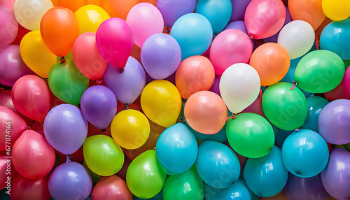 texture background of multicolored rubber balloons photo