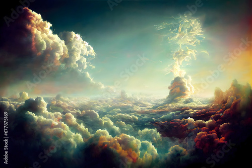View of the city of clouds.Generative AI 
