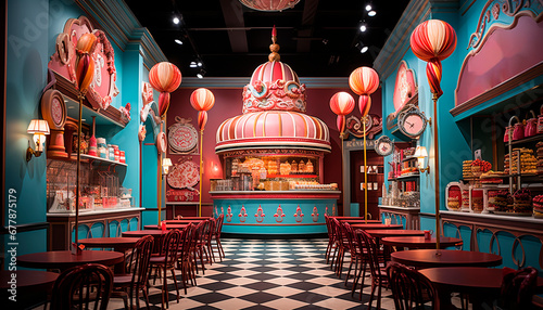 Modern wood chair in elegant dining room with illuminated bar generated by AI