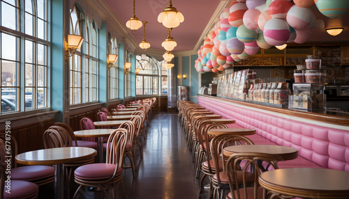 Luxury bar with modern design, comfortable chairs, and elegant decor generated by AI