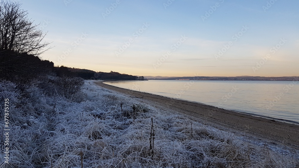 Frosty evening walk along the beach, dalmeny Frosty evening walk along the beach, dalmeny