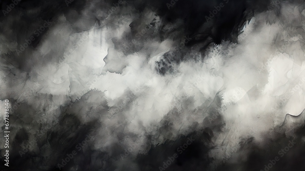 Mystical Noir: Abstract Black Watercolor Paper Texture for Web Banners	
