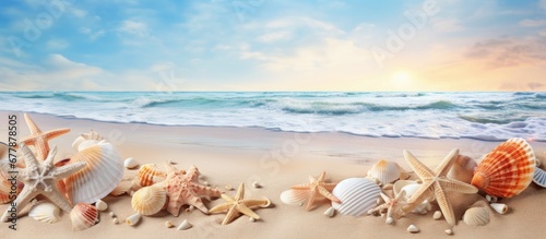 background the majestic beach unfolded showcasing the breathtaking beauty of nature with its golden sand smooth stones and intricate seashells that adorned the shore Every shell carried its 