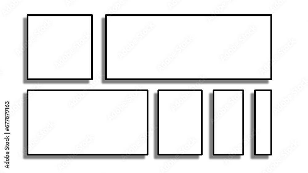 Set of blank squares and rectangles with black shadows isolated on transparent background. Labels with rounded corners. Filled with white color. Set of blank squares and rectangles with black shadows isolated on transparent background. Labels with rounded corners. Filled with white color.