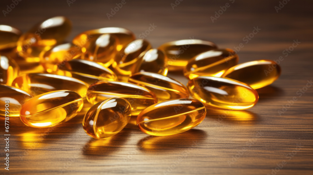 Fish oil capsules on white background Fish oil capsules on white background