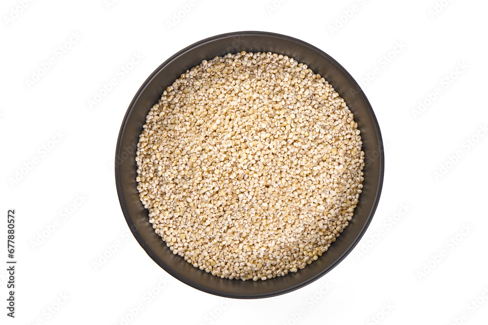 Barley groats in bowl, isolated on white background. Barley groats in bowl, isolated on white background.