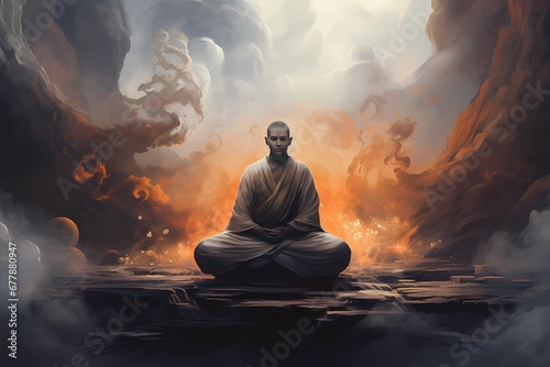 buddha in the lotus position photo
