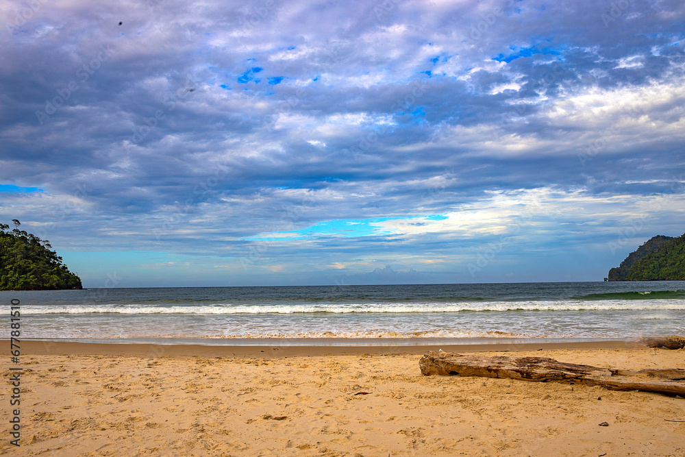 Beautiful landscape of a sandy beach on a cloudy day