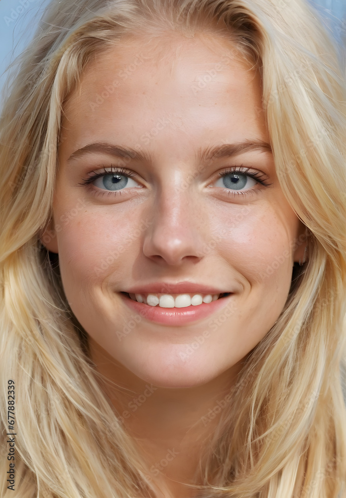 Happy Swedish woman face smiling to camera Happy Swedish woman face smiling to camera