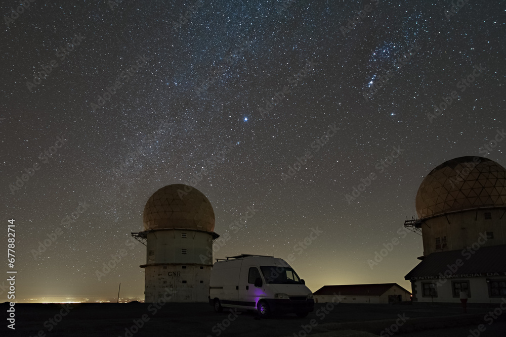 Winter Milky way with Orion constellation over Torre, the highest mountain in Parque natural da Serra da Estrela, Loriga, Portugal Winter Milky way with Orion constellation over Torre, the highest mountain in Parque natural da Serra da Estrela, Loriga, Portugal