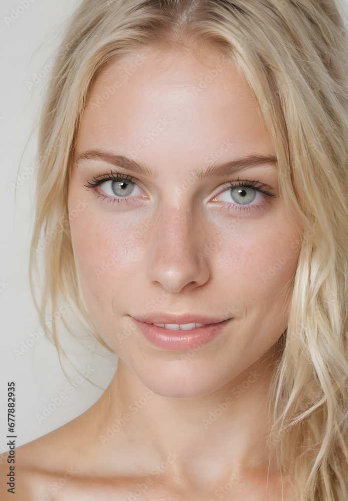 Happy Swedish woman face smiling to camera Happy Swedish woman face smiling to camera