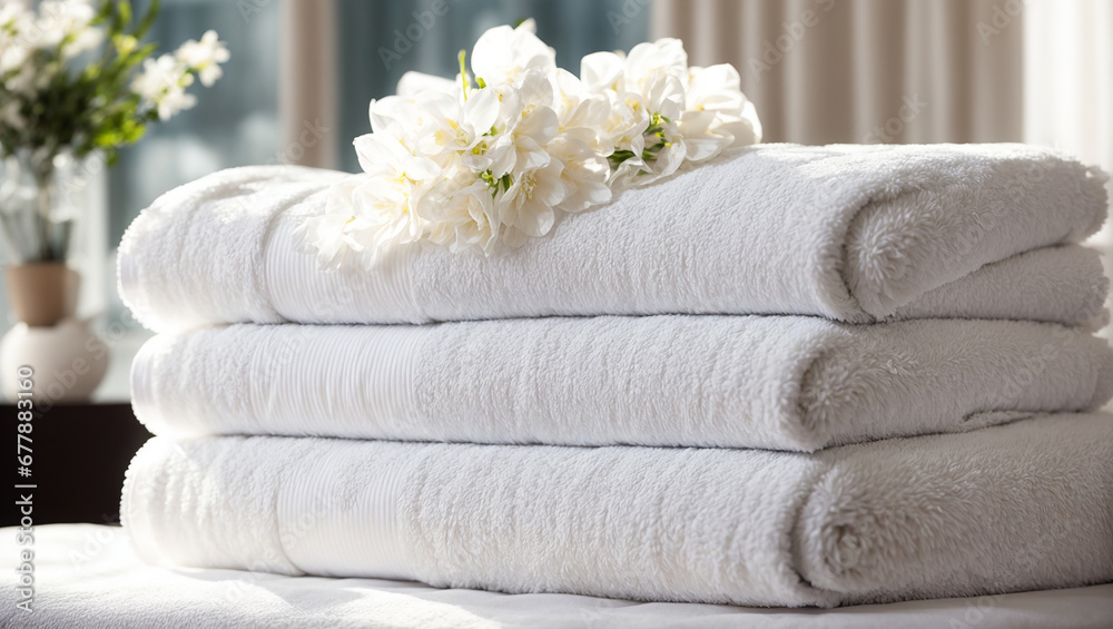 clean towel, flower, hotel clean towel, flower, hotel