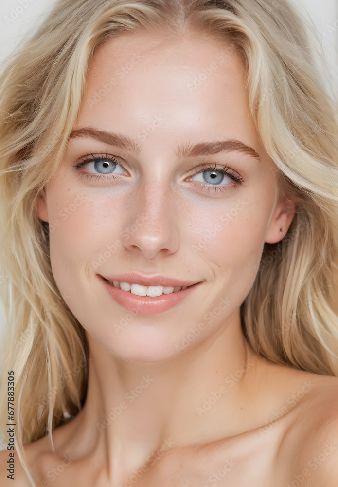 Happy Swedish woman face smiling to camera Happy Swedish woman face smiling to camera
