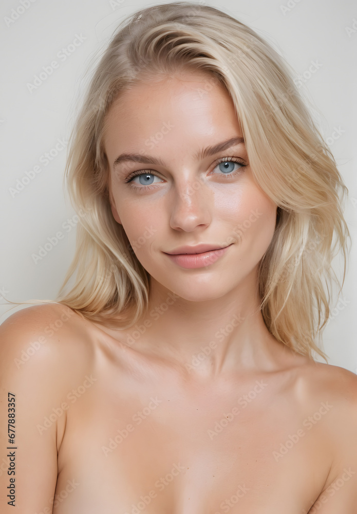 Happy Swedish woman face smiling to camera Happy Swedish woman face smiling to camera