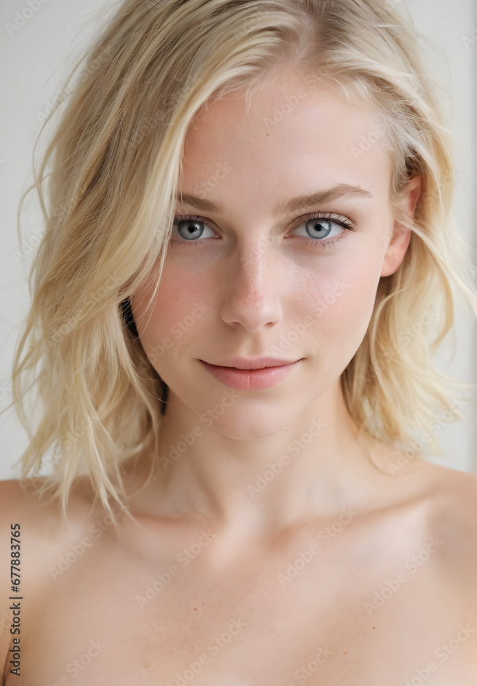 Happy Swedish woman face smiling to camera Happy Swedish woman face smiling to camera