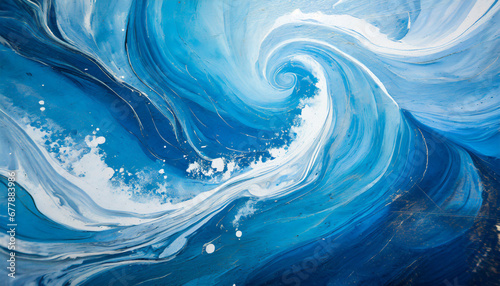 abstract blue ocean swirl modern acrylic painting generative ai © Art_me2541