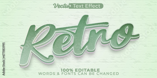 Retro Vector Text Effect Editable Alphabet Vintage Trendy 60s 80s Green
