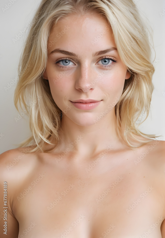 Happy Swedish woman face smiling to camera Happy Swedish woman face smiling to camera