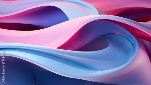 Elegant wavy formations of ribbons in a surreal 3D, Blue and purple gradient background, Colorful abstract. Iridescent Harmony: Abstract Wavy Multi-Colored. Website template concept