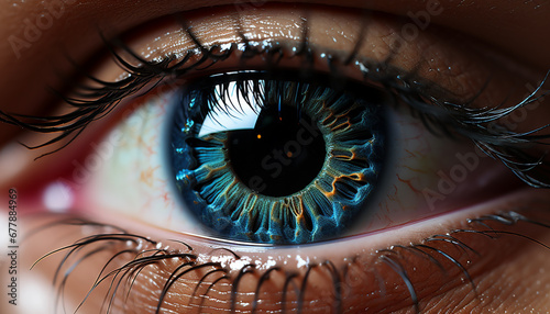 Close up of a woman blue eye looking at the camera generated by AI