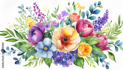 a watercolor bouquet of flowers is isolated on the background for wedding stationery greetings textiles wallpapers fashion wrappers cards illustrations ai generative