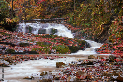 Obraz na płótnie flowing waterfall in the mountain w salonie