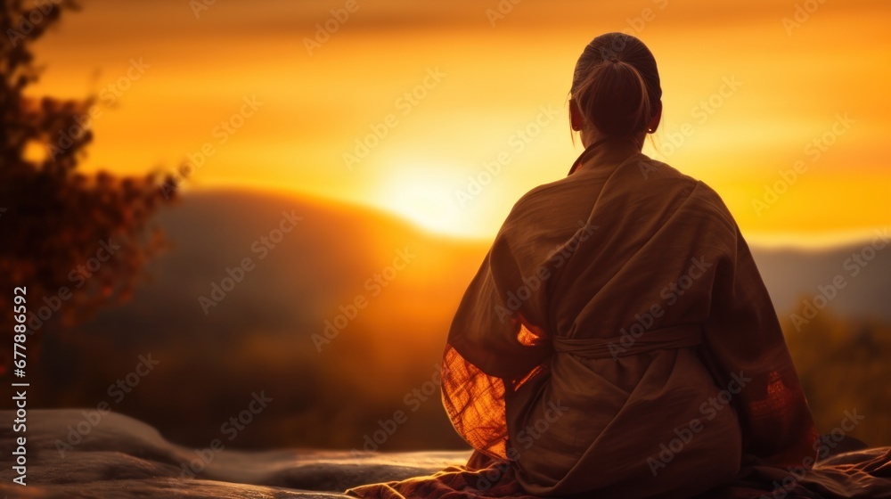 A person who finds inner peace and tranquility amidst the beauty of nature at sunset.