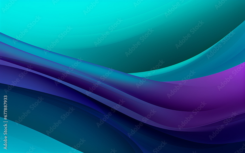 Fototapeta premium Elegant wavy formations of ribbons in a surreal 3D, Blue and purple gradient background, Colorful abstract. Iridescent Harmony: Abstract Wavy Multi-Colored. Website template concept