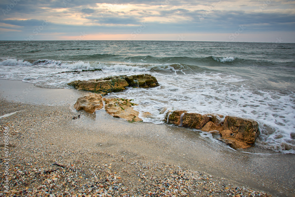 sunrise on the shore of the black sea