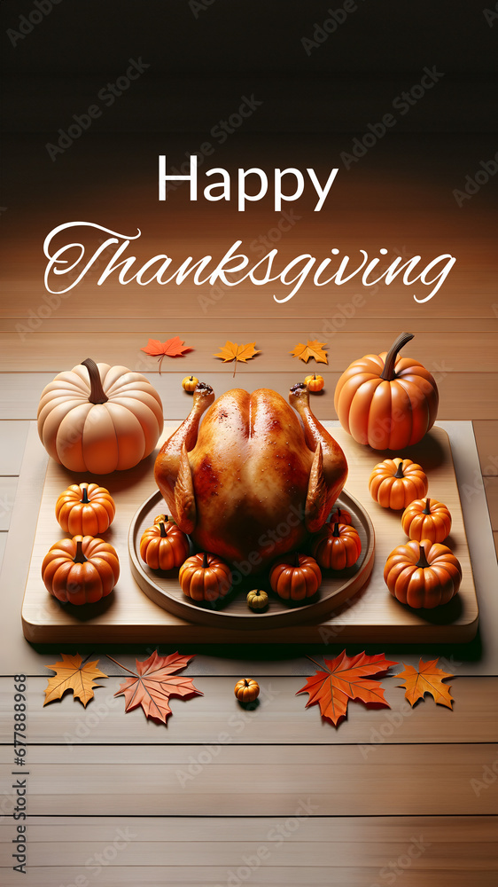 Thanksgiving celebration traditional dinner turkey setting meal concept - obrazy, fototapety, plakaty 
