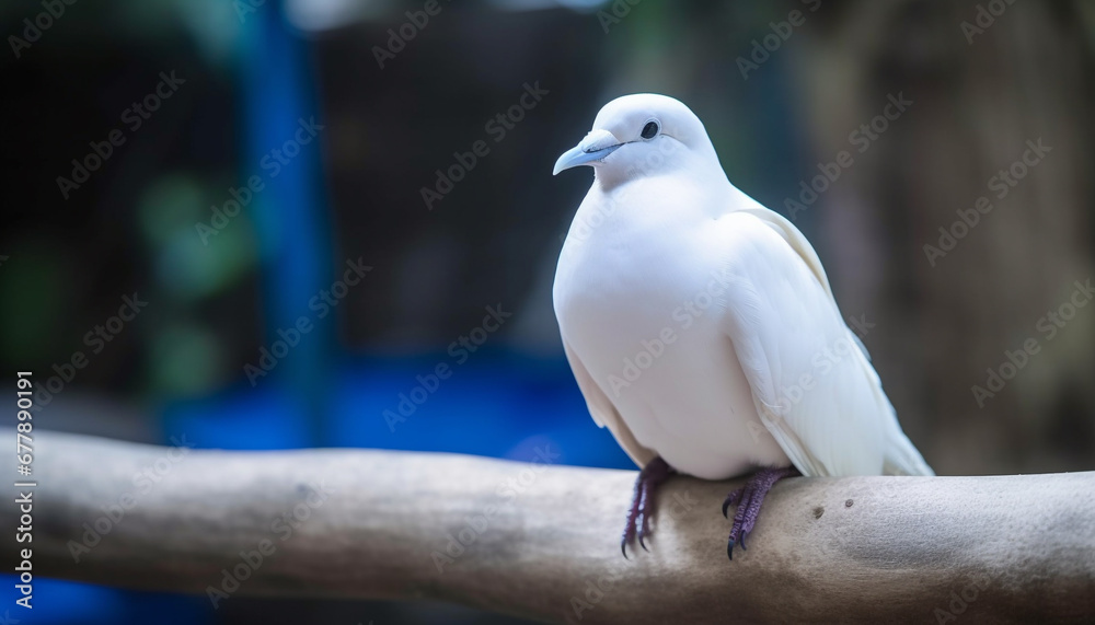 Seagull perching on branch, looking out at blue sea generated by AI Seagull perching on branch, looking out at blue sea generated by AI
